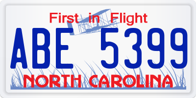 NC license plate ABE5399