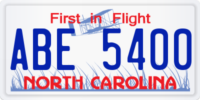 NC license plate ABE5400