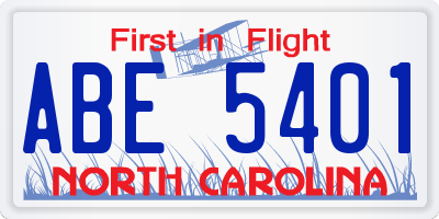 NC license plate ABE5401