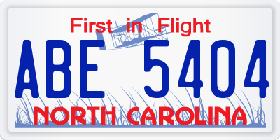 NC license plate ABE5404