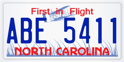 NC license plate ABE5411