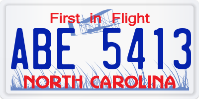 NC license plate ABE5413