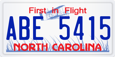 NC license plate ABE5415