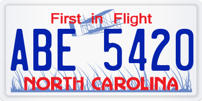 NC license plate ABE5420