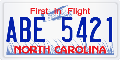 NC license plate ABE5421