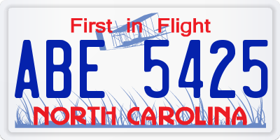 NC license plate ABE5425