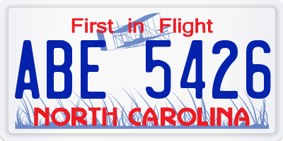 NC license plate ABE5426