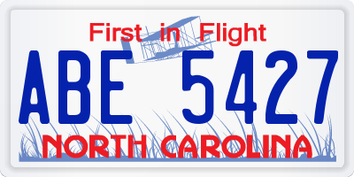 NC license plate ABE5427