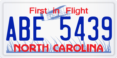 NC license plate ABE5439