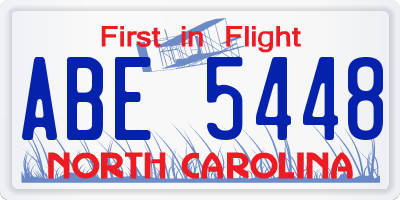 NC license plate ABE5448
