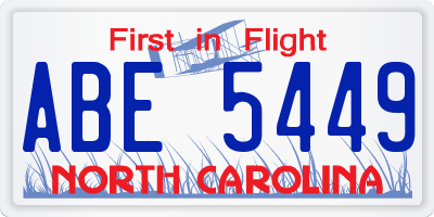 NC license plate ABE5449