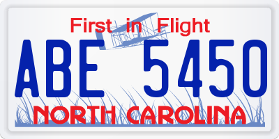 NC license plate ABE5450