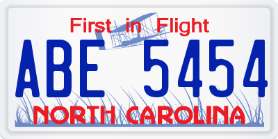 NC license plate ABE5454