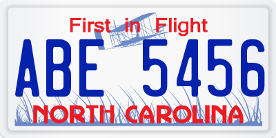 NC license plate ABE5456