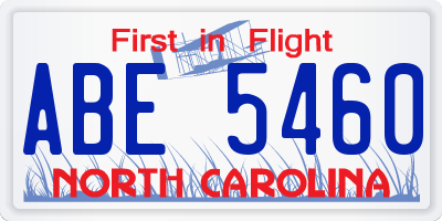 NC license plate ABE5460