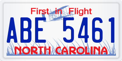 NC license plate ABE5461