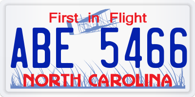 NC license plate ABE5466