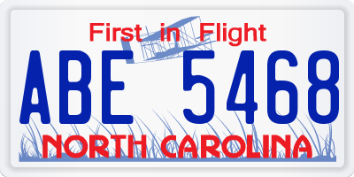 NC license plate ABE5468