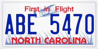 NC license plate ABE5470