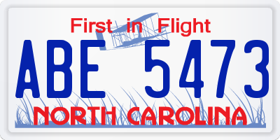 NC license plate ABE5473