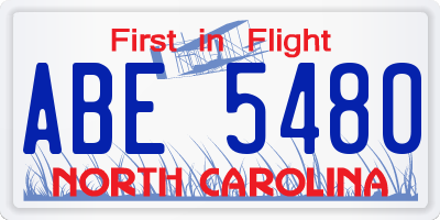NC license plate ABE5480
