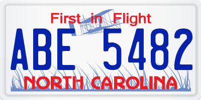 NC license plate ABE5482