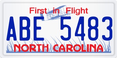 NC license plate ABE5483