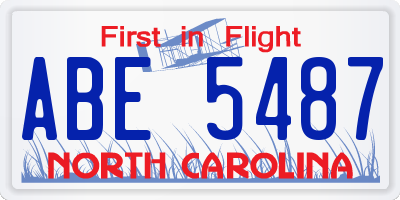 NC license plate ABE5487