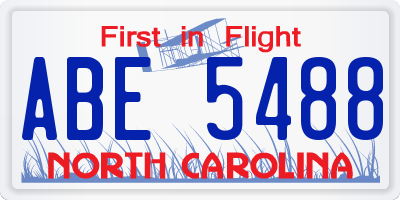 NC license plate ABE5488
