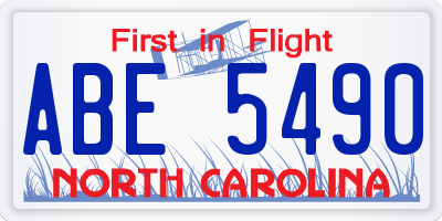 NC license plate ABE5490
