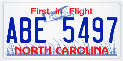 NC license plate ABE5497