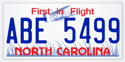 NC license plate ABE5499