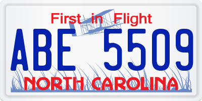NC license plate ABE5509