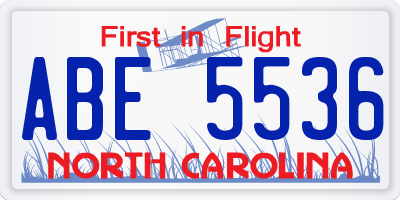 NC license plate ABE5536