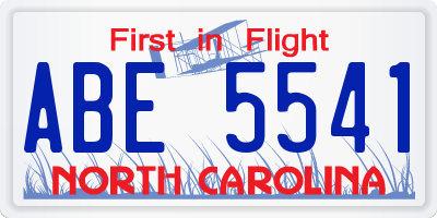 NC license plate ABE5541
