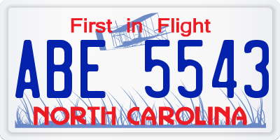 NC license plate ABE5543