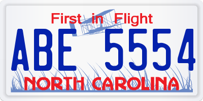 NC license plate ABE5554