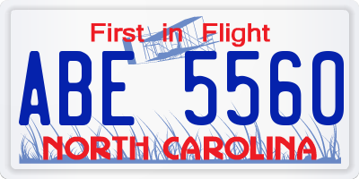 NC license plate ABE5560