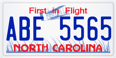 NC license plate ABE5565