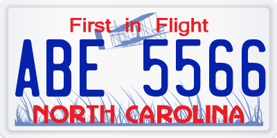 NC license plate ABE5566