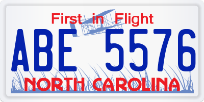 NC license plate ABE5576