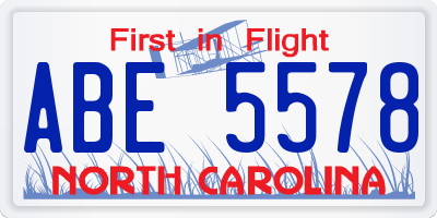NC license plate ABE5578