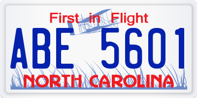 NC license plate ABE5601