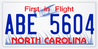 NC license plate ABE5604