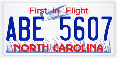 NC license plate ABE5607
