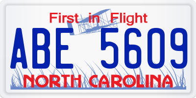 NC license plate ABE5609