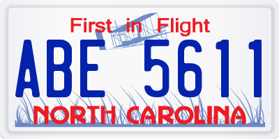 NC license plate ABE5611