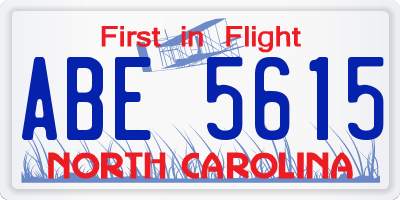 NC license plate ABE5615