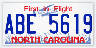 NC license plate ABE5619