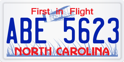 NC license plate ABE5623